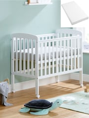Babymore White Space Saver Cot with Fibre mattress - Image 3 of 6