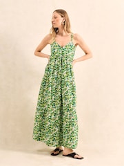 Ro&Zo Green Ditsy 100% Cotton Tiered Dress - Image 1 of 4