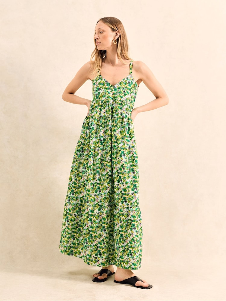 Ro&Zo Green Ditsy 100% Cotton Tiered Dress - Image 1 of 4