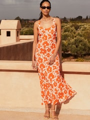 Ro&Zo Orange Poppy Scoop Neck Cami Dress - Image 4 of 5