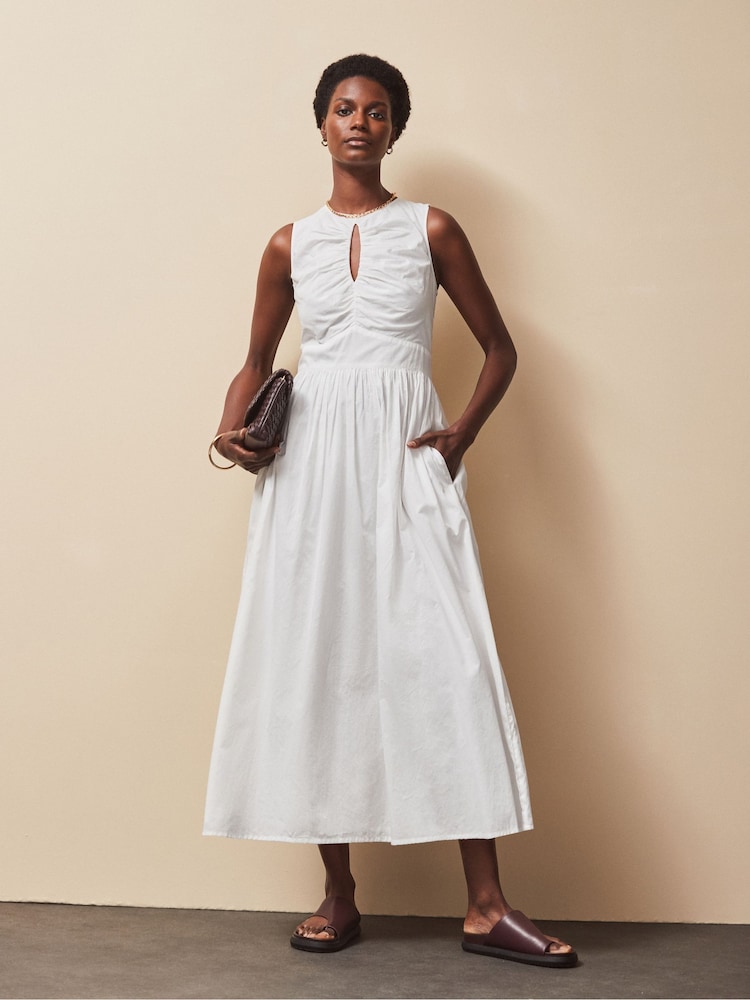 Ro&Zo White Petite Petite Keyhole Front Midi Dress - Image 1 of 4 Ro&Zo White Petite Petite Keyhole Front Midi Dress - Image 1 of 4