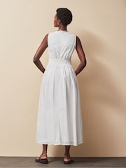 Ro&Zo Cream Petite White Cotton Keyhole Front Midi Dress - Image 4 of 4