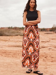 Ro&Zo Brown Tile Printed Skirt - Image 1 of 5