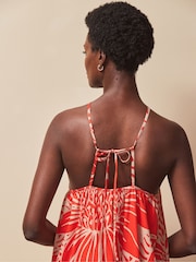 Ro&Zo Red Petite Floral Print Halter Neck 100% Cotton Dress - Image 4 of 4