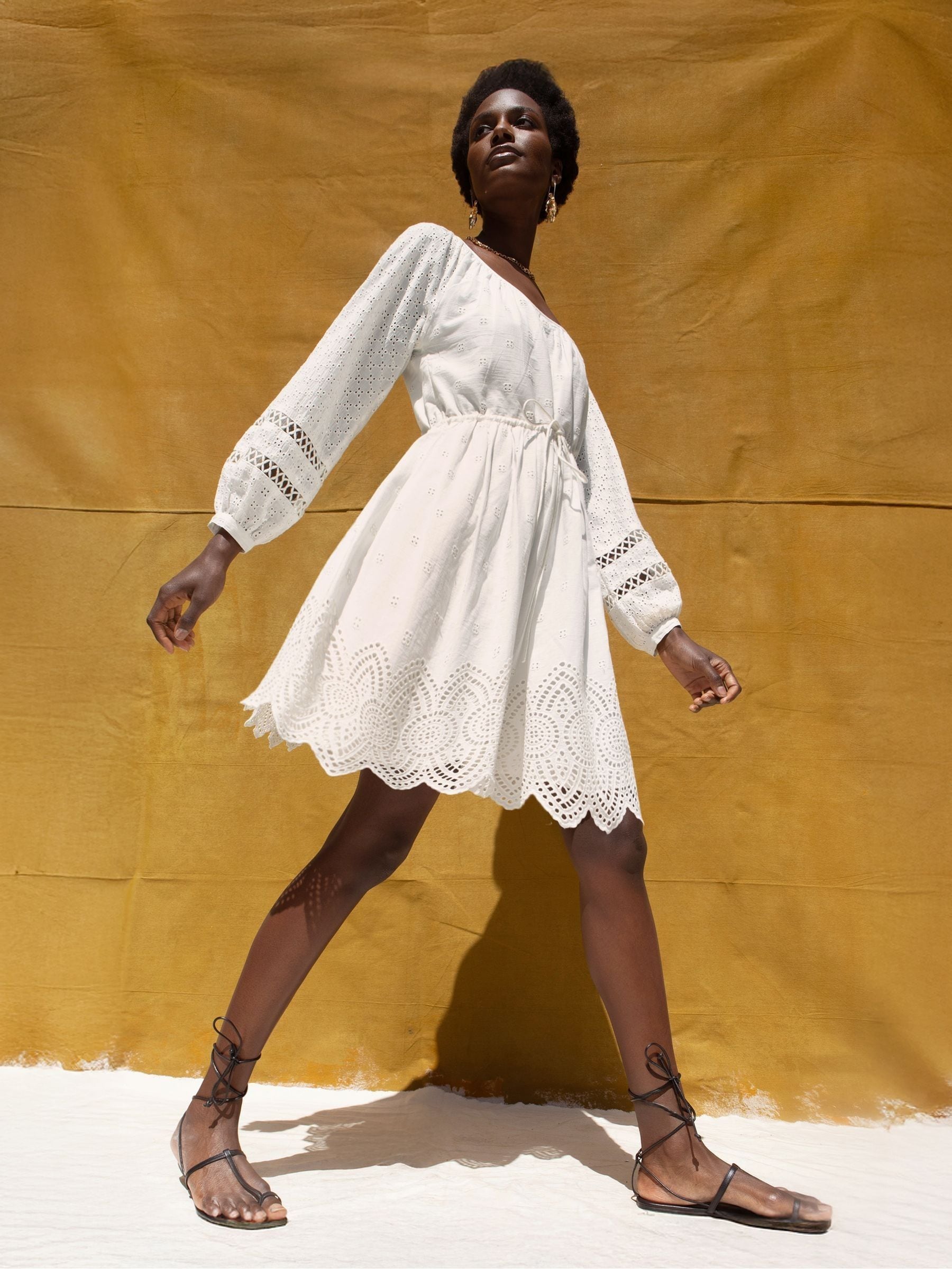 Buy Ro&Zo White Mix Broderie Smock 100% Cotton Dress from Next Austria