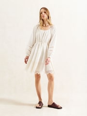 Ro&Zo White Mix Broderie Smock 100% Cotton Dress - Image 1 of 3