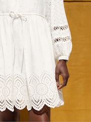 Ro&Zo White Mix Broderie Smock 100% Cotton Dress - Image 4 of 5