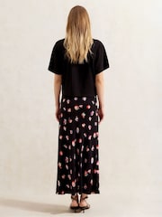 Ro&Zo Black Petite Multi Pansy Printed Bias Cut Skirt - Image 3 of 3
