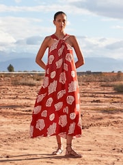 Ro&Zo Red Shell Print Twist Neck Dress - Image 1 of 5