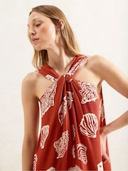 Ro&Zo Red Shell Print Twist Neck Dress - Image 5 of 5