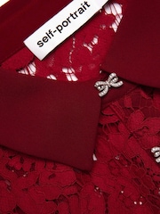 Self Portrait Red Lace Peplum Midi Dress - Image 6 of 6