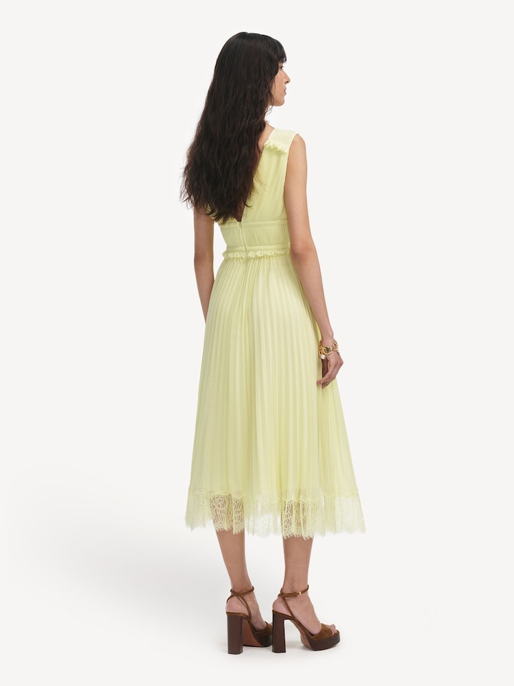 Self-Portrait Yellow Chiffon Midi Dress - Image 2 of 7 Self-Portrait Yellow Chiffon Midi Dress - Image 2 of 7