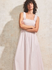 Ro&Zo Pink Petite Stripe Shirred Dress - Image 2 of 5