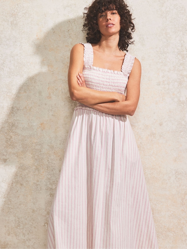Ro&Zo Pink Petite Stripe Shirred Dress - Image 2 of 5