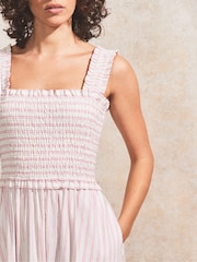 Ro&Zo Pink Petite Stripe Shirred Dress - Image 4 of 5