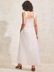 Ro&Zo Pink Petite Stripe Shirred Dress - Image 5 of 5
