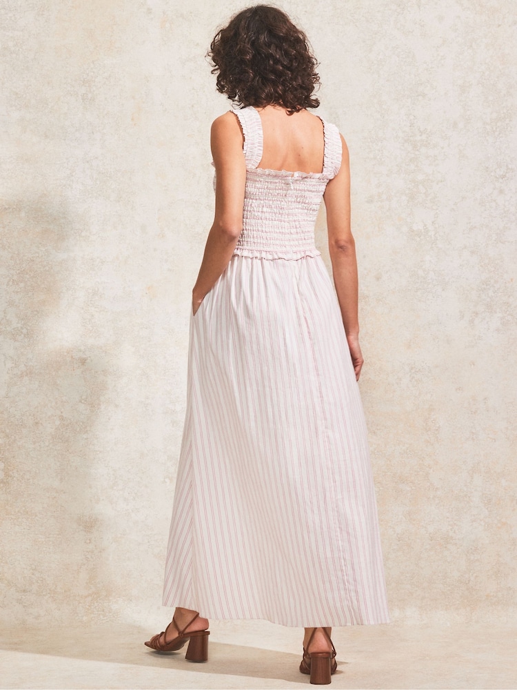 Ro&Zo Pink Petite Stripe Shirred Dress - Image 5 of 5