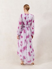 Ro&Zo Pink Anya Blurred Floral Smock Waist Dress - Image 2 of 4