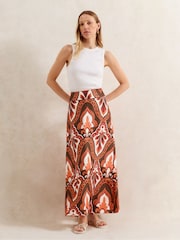 Ro&Zo Brown Petite Tile Printed Skirt - Image 1 of 4