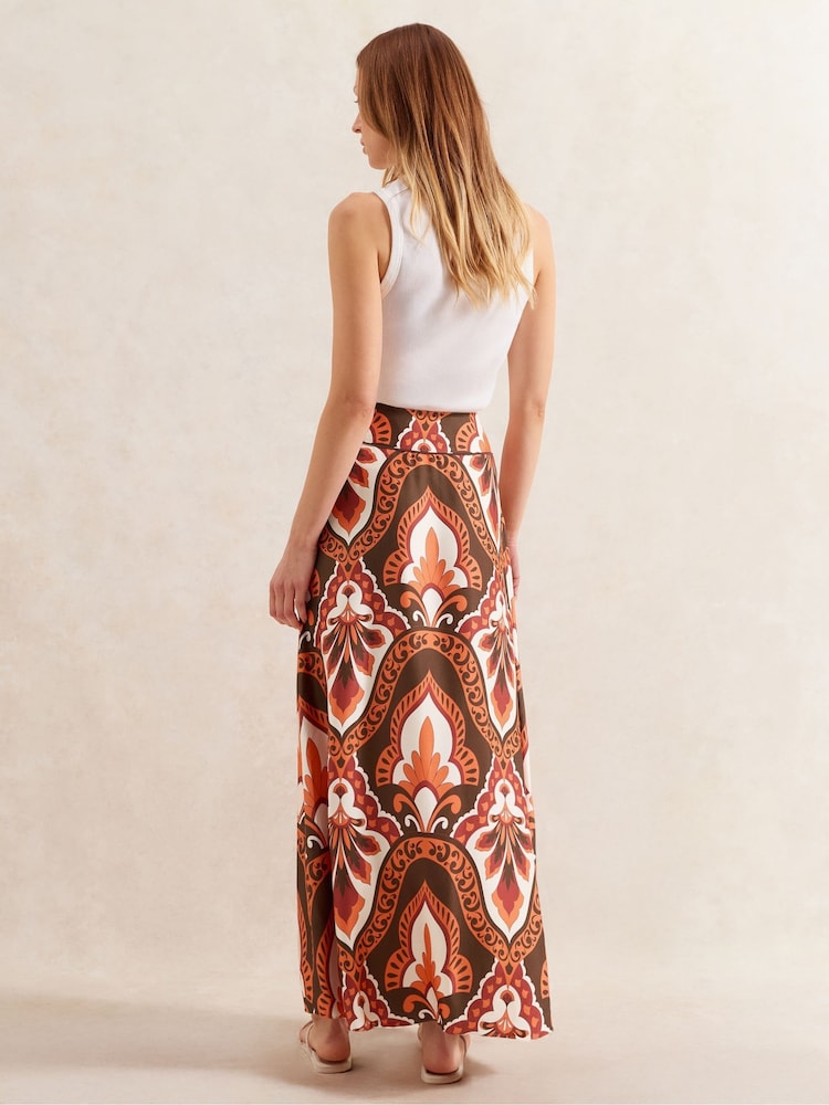 Ro&Zo Brown Petite Tile Printed Skirt - Image 2 of 4