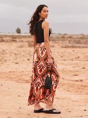 Ro&Zo Brown Petite Tile Printed Skirt - Image 3 of 4