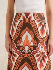 Ro&Zo Brown Petite Tile Printed Skirt - Image 4 of 4