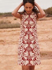 Ro&Zo Red Tile Printed Shift Dress - Image 1 of 5