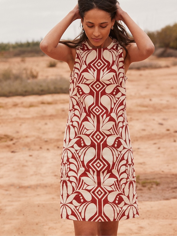 Ro&Zo Red Tile Printed Shift Dress - Image 1 of 5