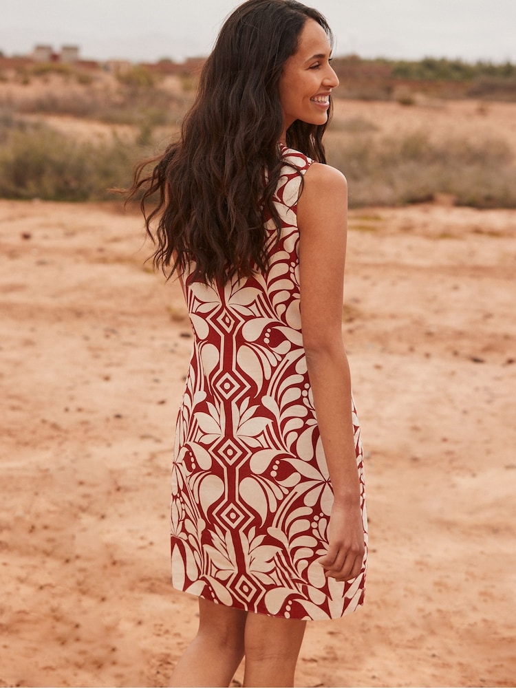 Ro&Zo Red Tile Printed Shift Dress - Image 2 of 5