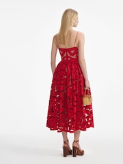 Self-Portrait Red Bow Embroidered Midi Dress - Image 2 of 7