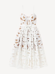 Self-Portrait White Bow Embroidered Midi Dress - Image 6 of 7