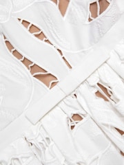 Self-Portrait White Bow Embroidered Midi Dress - Image 7 of 7