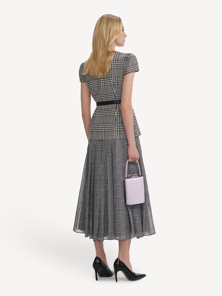 Self-Portrait Black Houndstooth Tailored Midi Dress - Image 2 of 7