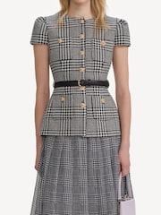 Self-Portrait Black Houndstooth Tailored Midi Dress - Image 3 of 7
