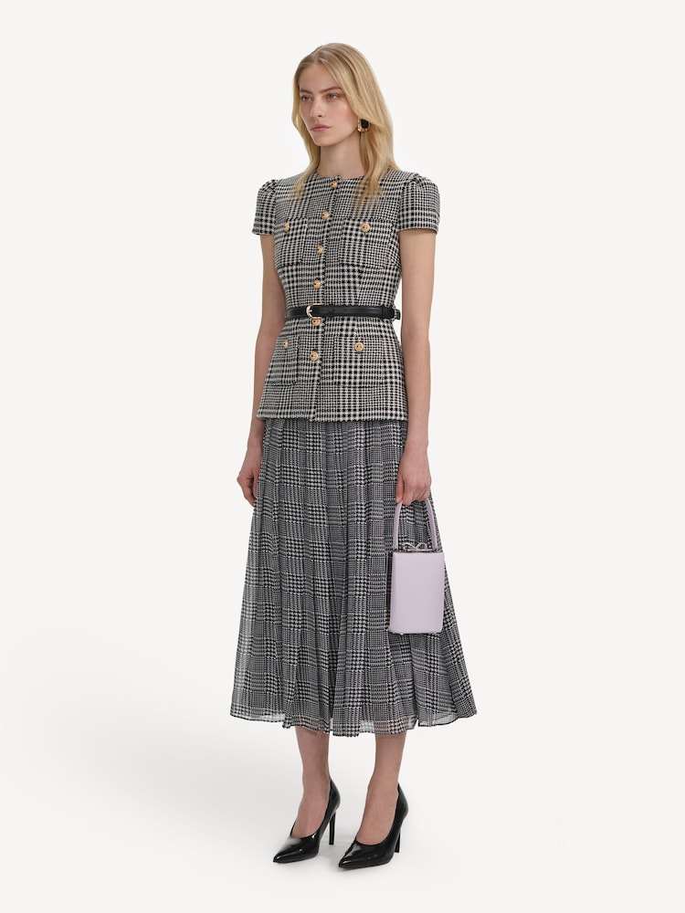 Self-Portrait Black Houndstooth Tailored Midi Dress - Image 4 of 4