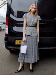 Self-Portrait Black Houndstooth Tailored Midi Dress - Image 5 of 7