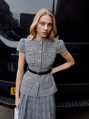 Self-Portrait Black Houndstooth Tailored Midi Dress - Image 6 of 7