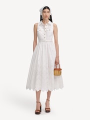 Self-Portrait White Cotton Broderie Midi Dress - Image 1 of 5