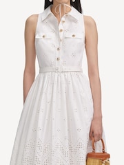 Self-Portrait White Cotton Broderie Midi Dress - Image 4 of 5