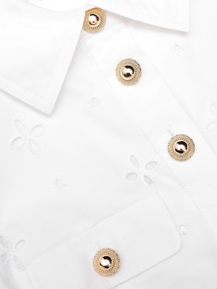 Self-Portrait White Cotton Broderie Midi Dress - Image 5 of 5