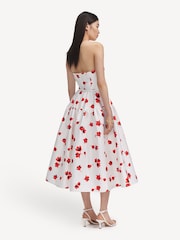 Self-Portrait White Floral Print Taffeta Midi Dress - Image 2 of 6