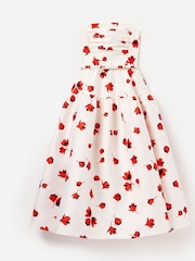 Self-Portrait White Floral Print Taffeta Midi Dress - Image 5 of 6