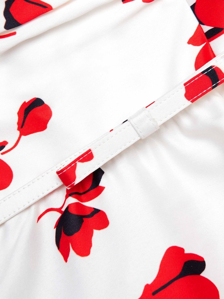 Self-Portrait White Floral Print Taffeta Midi Dress - Image 6 of 6