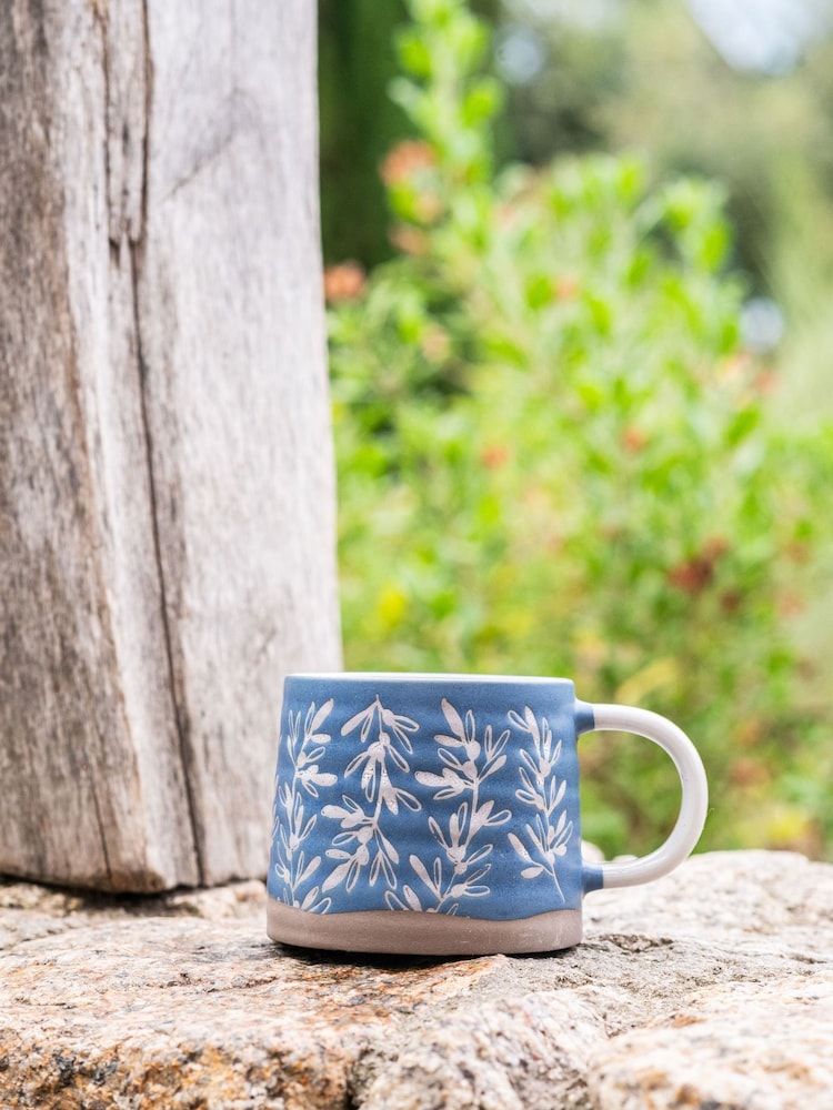 Purer Home X Eden Project Set of 4 Blue Olives Print Mugs - Image 1 of 2