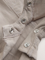 Baker by Ted Baker Stone Grandad Collar Smart Romper - Image 5 of 6