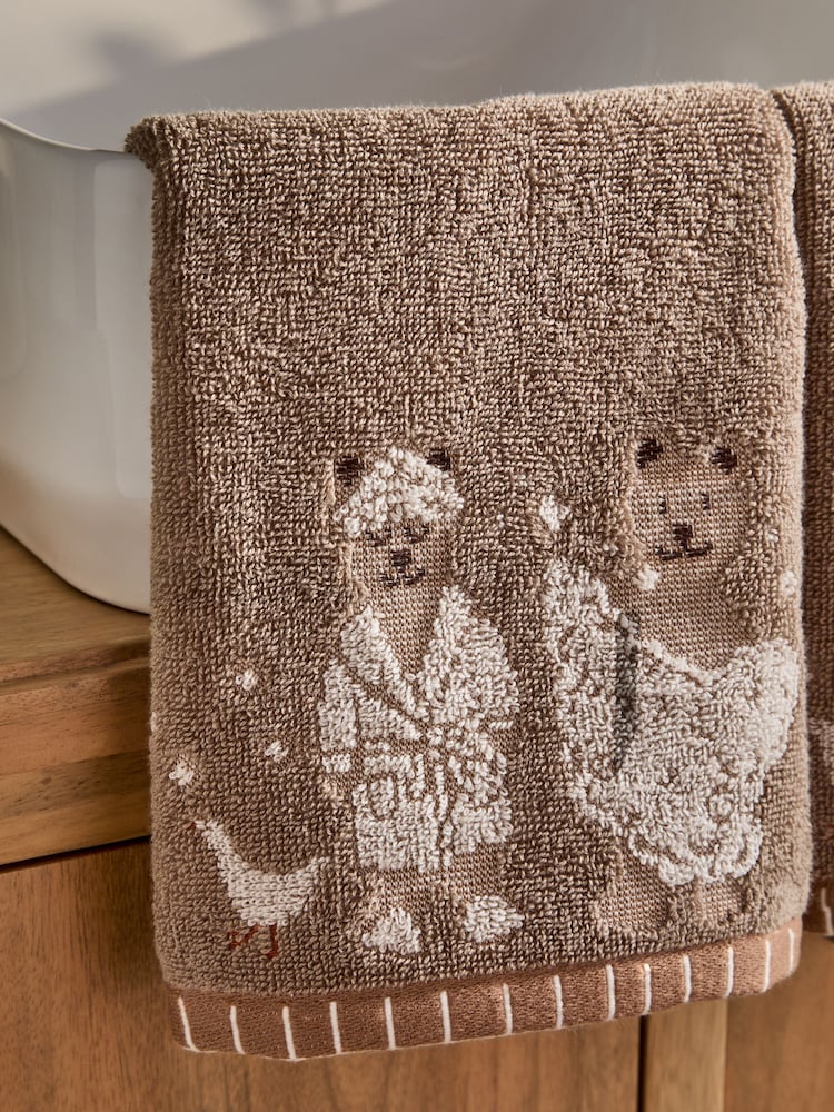 Set of 2 Natural Bertie Bear Face Cloths - Image 2 of 2 Set of 2 Natural Bertie Bear Face Cloths - Image 2 of 2