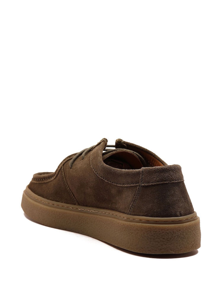 Off The Hook Green Els Suede Leather Casual Lace-Up Boat Shoes - Image 5 of 8