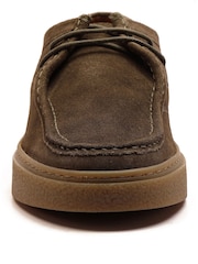 Off The Hook Green Els Suede Leather Casual Lace-Up Boat Shoes - Image 6 of 10