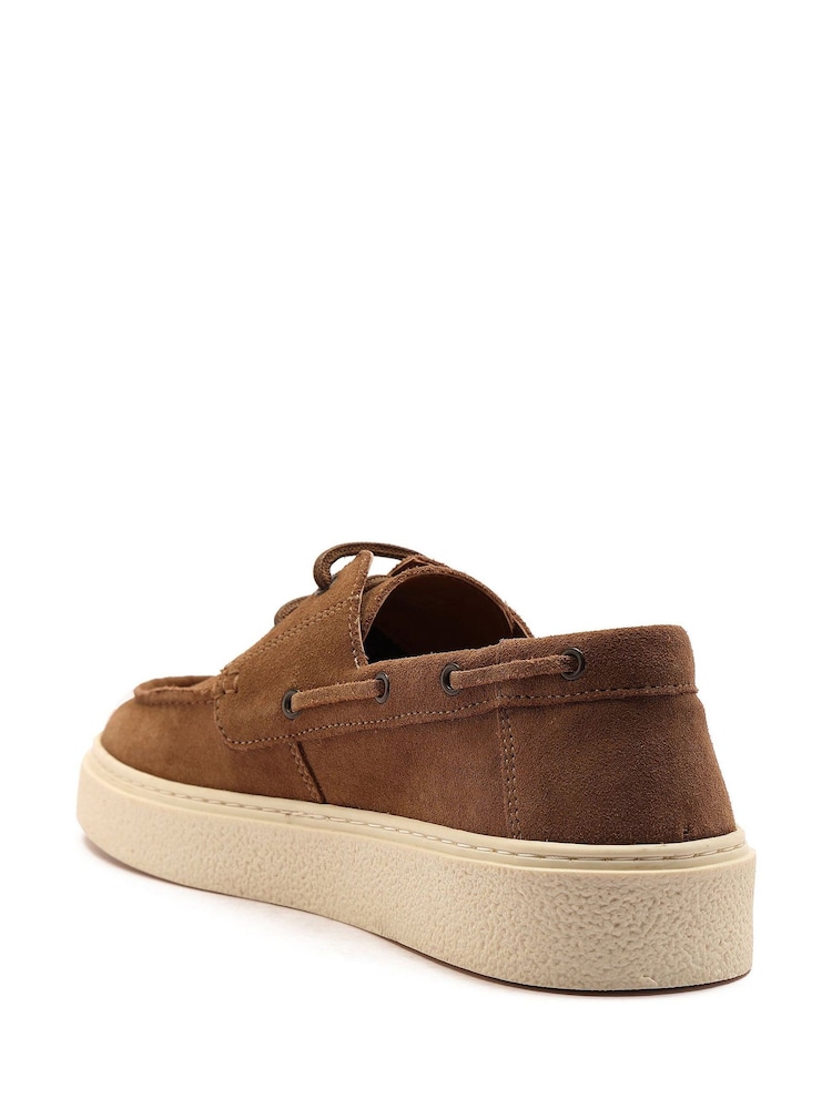 Off The Hook Brown Daly Suede Leather Casual Lace-Up Boat Shoes - Image 10 of 10