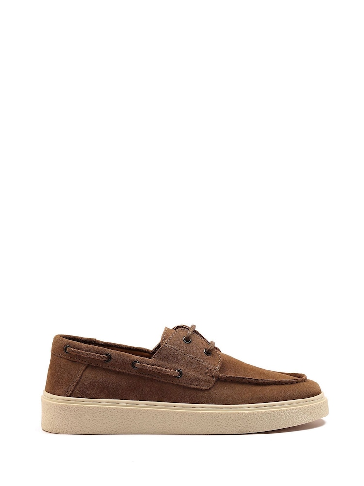 Off The Hook Brown Daly Suede Leather Casual Lace-Up Boat Shoes - Image 2 of 10